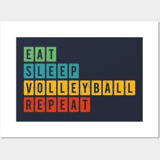 EAT SLEEP VOLLEYBALL REPEAT funny vintage retro Posters and Art